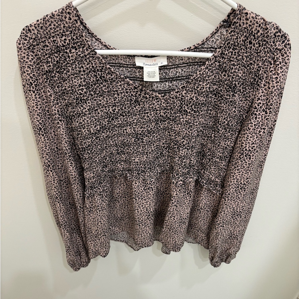 Urban Romantics blouse women’s large leopard print flowy
